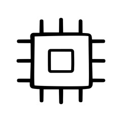 Computer chip doodle vector icon