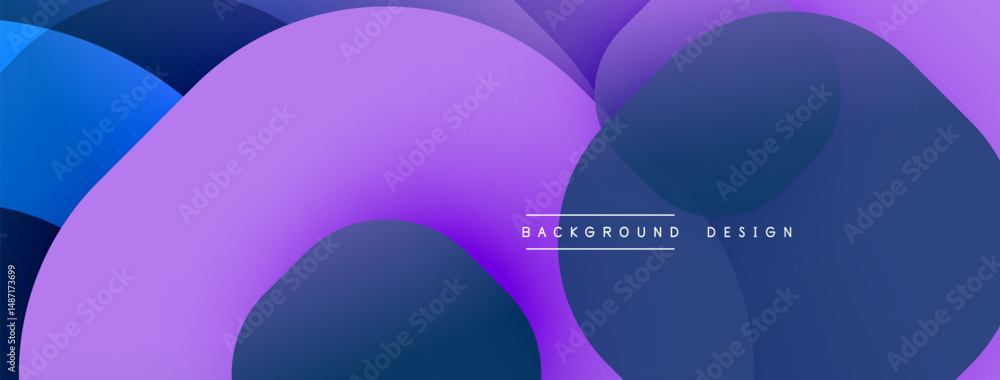 Poster abstract circles overlap, creating vibrant purple, blue gradients. modern design element for backgro