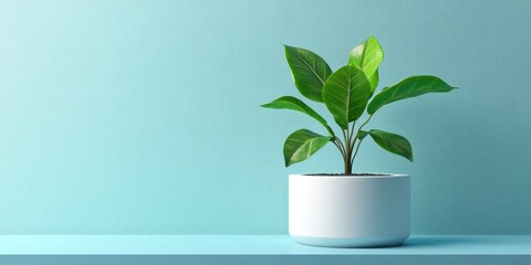 Simple potted plant against a pastel backdrop.