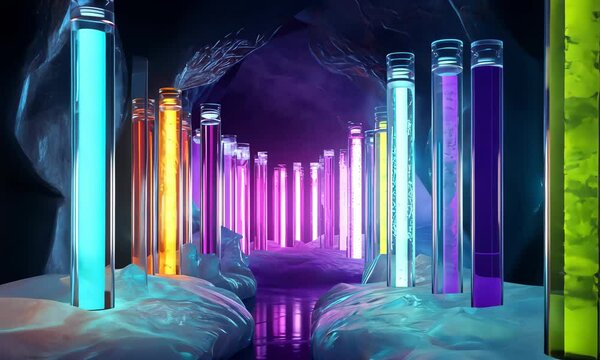 Colorful vertical light columns