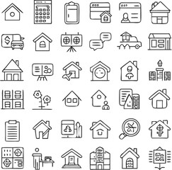 Real estate icon set vector illustration includes home, sale, and finance symbols for web and mobile design
