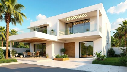 Fototapeta premium Modern Andalusian architecture, sun-drenched facade, cordoba, architecture, stylish