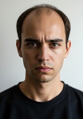Fototapeta premium Serious Man: Close-Up Portrait, Natural Lighting, Realistic Style