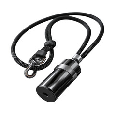 referee whistle on black lanyard, isolated on transparent background