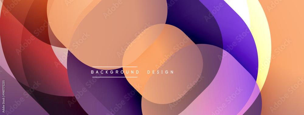 Aufkleber Abstract layers overlap, creating dynamic color gradients. Warm tones dominate, with purple accents. Modern design evokes fluidity, depth.