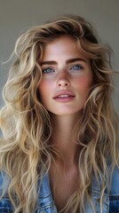 Naklejka premium portrait of a young woman with wavy hair.