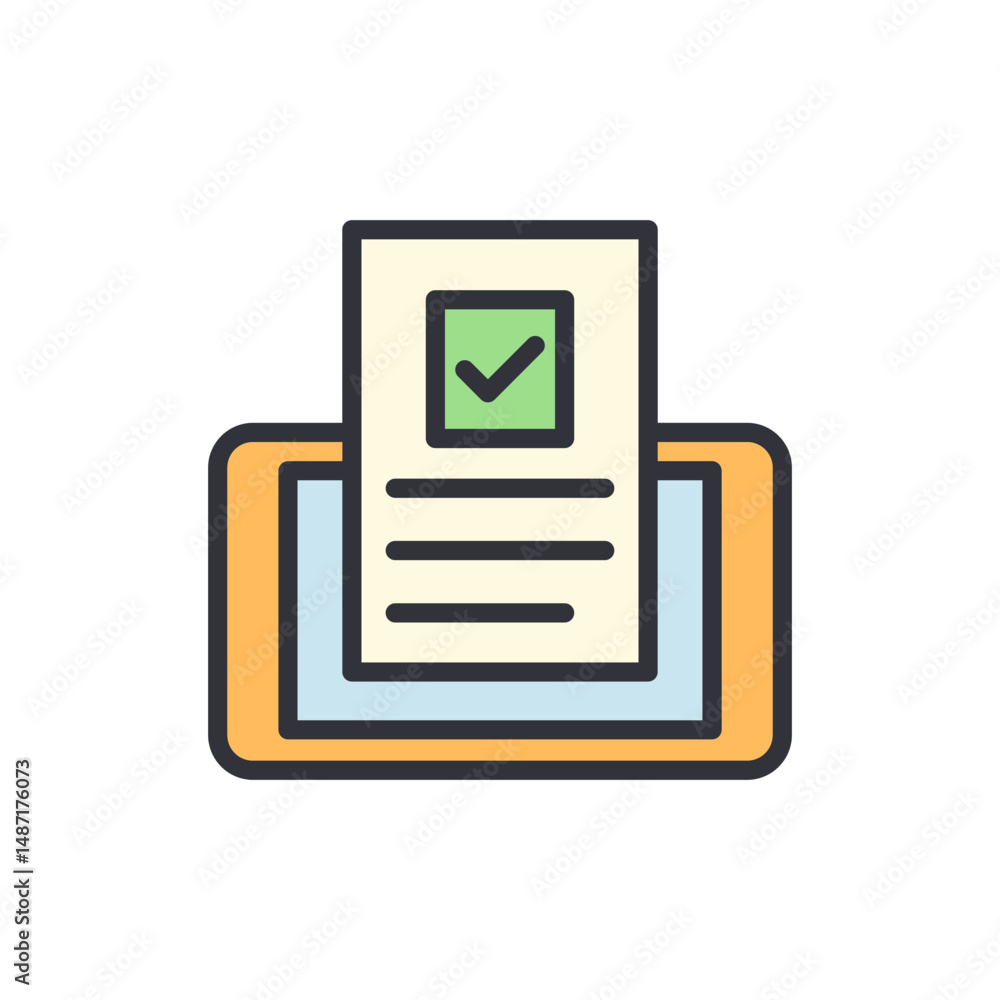 Poster modern digital tablet with document and check mark for approval