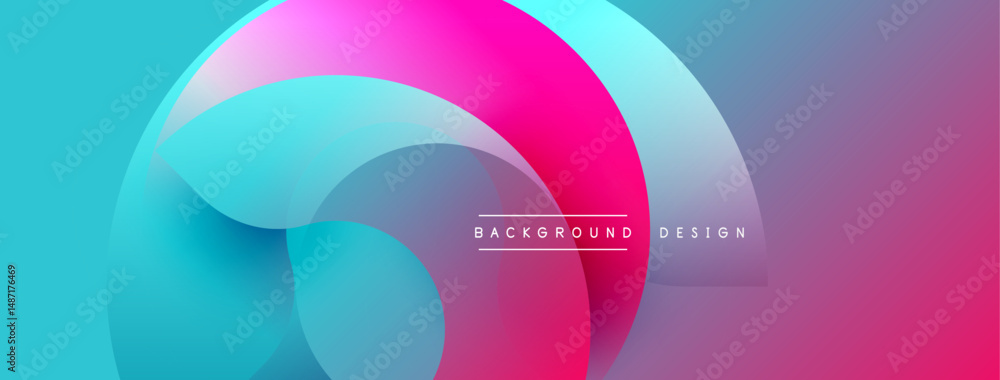Fototapete Abstract fluid shapes, vibrant colors blend. Modern design, smooth gradients create dynamic composition. Background features text elements.