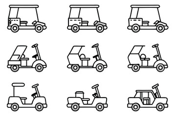 Electric golf carts mountain adventure Line art