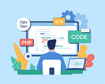 Software developer coding programming php ops dev
