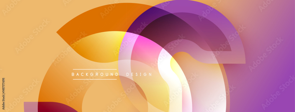 Aufkleber Abstract geometric shapes overlap, creating vibrant color gradients. Soft orange transitions to purple. Modern design element for backgrounds.
