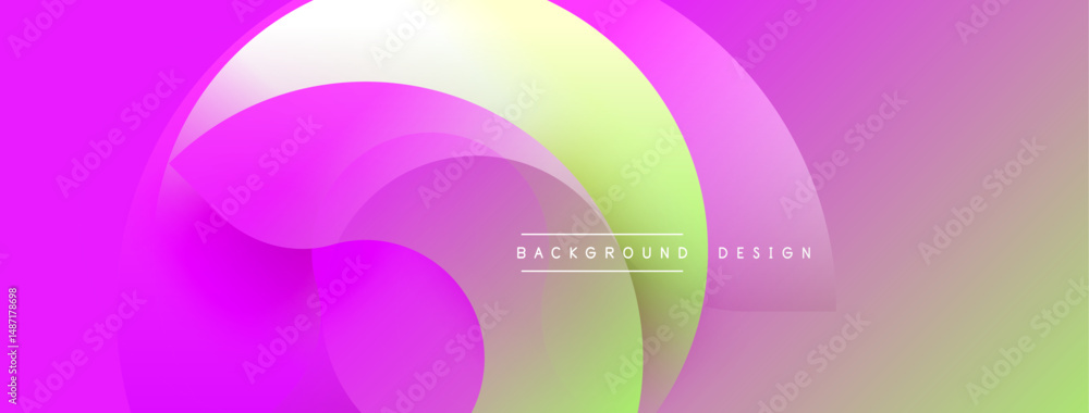 Poster abstract flowing shapes, vibrant pinks, yellows, greens. modern design, smooth gradients create dyna
