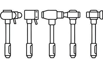 Electric hammers construction tool Line art