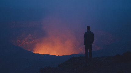 Obraz premium Awe-Inspiring Volcano View at Night