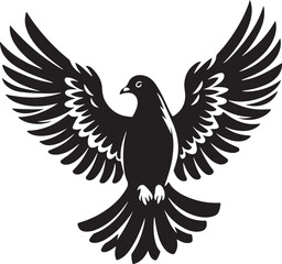 Fototapeta premium Pigeon Bird Black Silhouette Vector, Urban Wildlife Clipart & Flying Bird Design