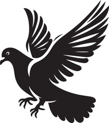 Obraz premium Pigeon Bird Black Silhouette Vector, Urban Wildlife Clipart & Flying Bird Design