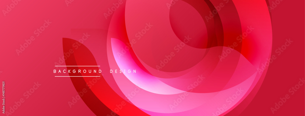 Aufkleber Abstract red design features overlapping circular shapes. Gradient hues create dynamic visual effect. Text reads background design.