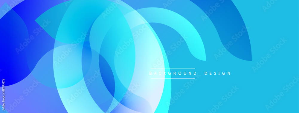 Aufkleber Abstract blue layers create dynamic flowing shapes. Modern design, smooth gradients, vibrant color scheme. Perfect background element.