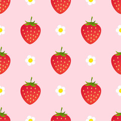 Seamless pattern with cute strawberry.