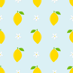Seamless pattern with cute lemon.