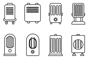 Electric Heaters Minimal Home Line Art