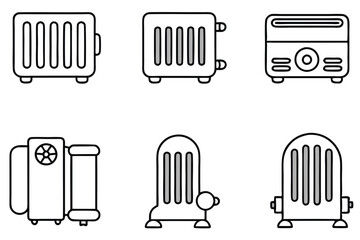 Electric Heaters Cozy Room Line Art