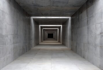 Abstract concrete tunnel with endless perspective.