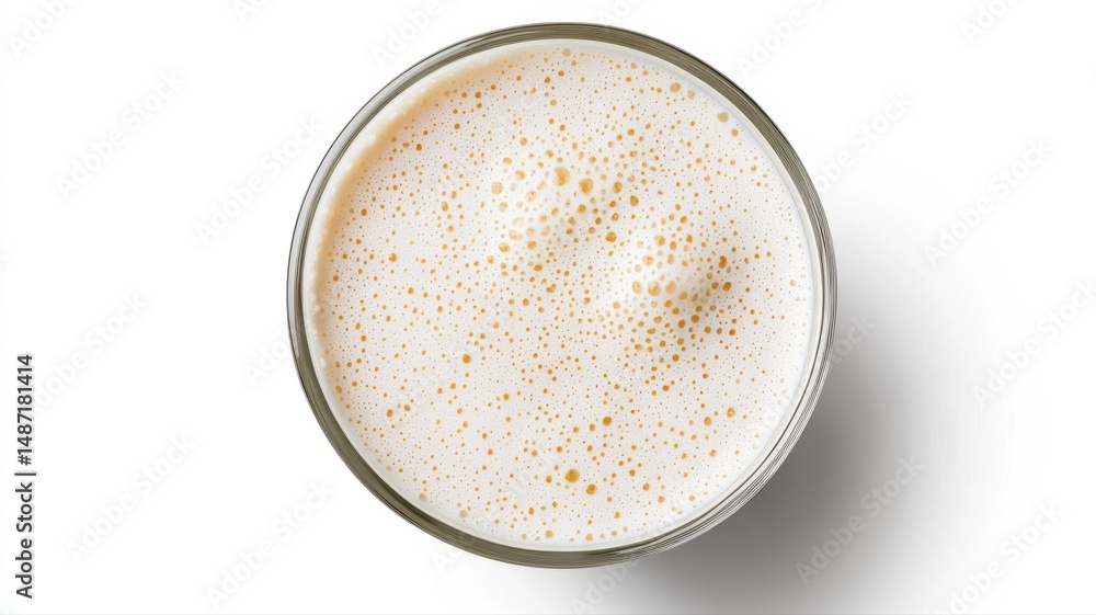 Poster close-up overhead view of frothy drink foam texture in glass foam texture overhead glass close-up ai