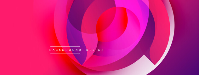 Abstract fluid shapes, vibrant pinks, purples create dynamic background. Modern design elements suggest energy, movement.