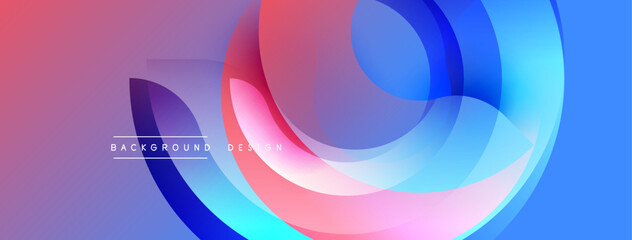 Abstract colorful layers create dynamic visual effect. Gradient blends pink, purple, blue hues. Modern design element for backgrounds.