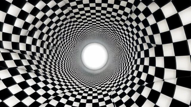 Checkered tunnel perspective