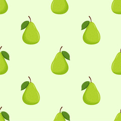 Pear seamless pattern. Fruit background. Beautiful vector print.