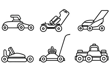 Electric lawn mowers garden essential Line art