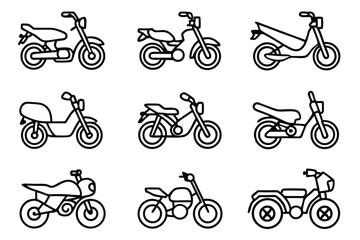 Electric motorcycles urban travel Line art