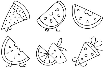 Delightful pie chart slices and fruit icons create fun and playful design perfect for any project