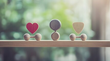 conceptual balance beam with work-life balance symbols, harmony and equilibrium