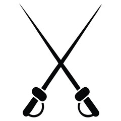 Crossed Fencing Foils Silhouette Icon Design
