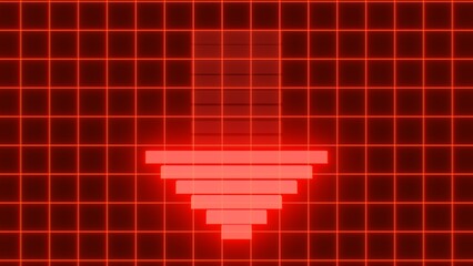 Giant Red Glowing Down Arrow And Digital Data Grid Stock Market Crash - Abstract Background Texture