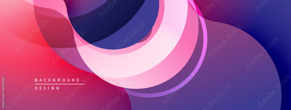Poster Abstract fluid shapes, vibrant pinks, purples create modern background. Smooth layers overlap, dynamic composition.