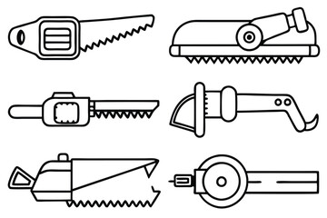 Electric Saws Powerful Cutting Line Art