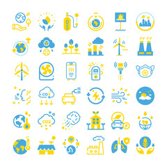 Fototapeta premium Renewable Energy and Environment Flat Icons renewable, energy, solar, wind, environment, eco, sustainability, power, earth, green, global