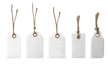 Blank white price tags with elegant shapes