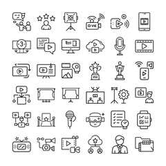 Media and Communication Icon Set Line Style