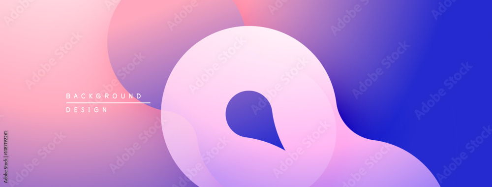 Poster Abstract fluid shapes, pinks, blues blend. Modern design, smooth gradients create dynamic visual effect. Minimalist background.