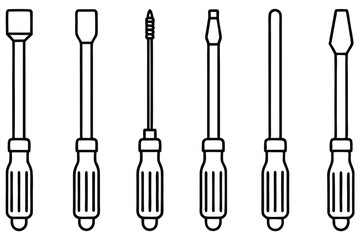 Electric screwdriver powers your work Line art
