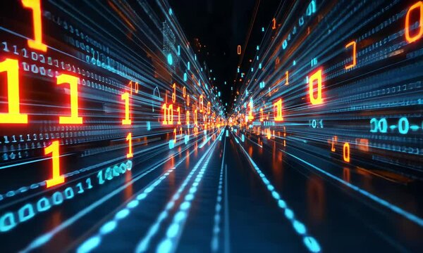 Digital tunnel binary code abstract background
