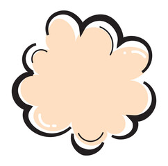 Cloud speech bubbles in hand drawn style set, text frame dialog balloon, doodle talk speech bubble frame design element. decorative vector illustration