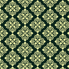 Indian seamless floral pattern. Vintage decorative elements. Hand drawn background. Islam, Arabic, Indian, ottoman motifs, Vector dark green
