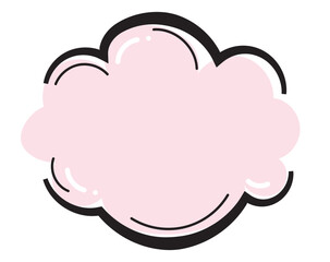 Cloud speech bubbles in hand drawn style set, text frame dialog balloon, doodle talk speech bubble frame design element. decorative vector illustration