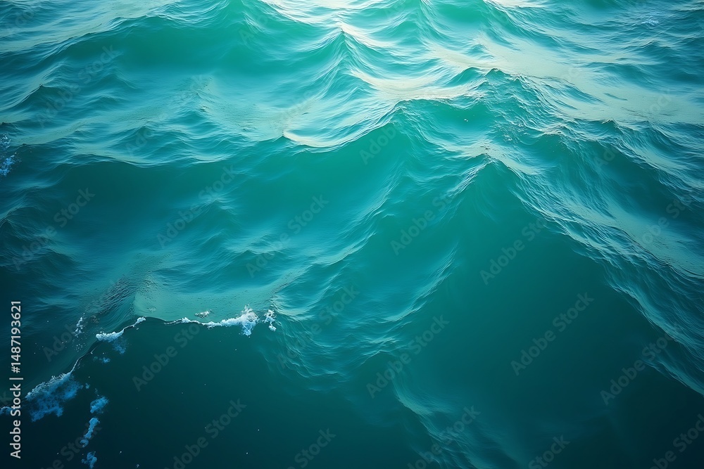 Poster azure ocean water surface with gentle waves creating a sense of tranquility and serenity